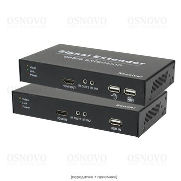 TA-HiKM+RA-HiKM Комплект для передачи HDMI, USB и ИК управления по кабелю витой пары OSNOVO