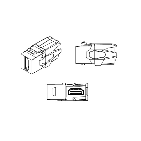 KJ1-HDMI-AV18-BK Вставка формата Keystone Jack с проходным адаптером HDMI 2.0 (Type A) Hyperline