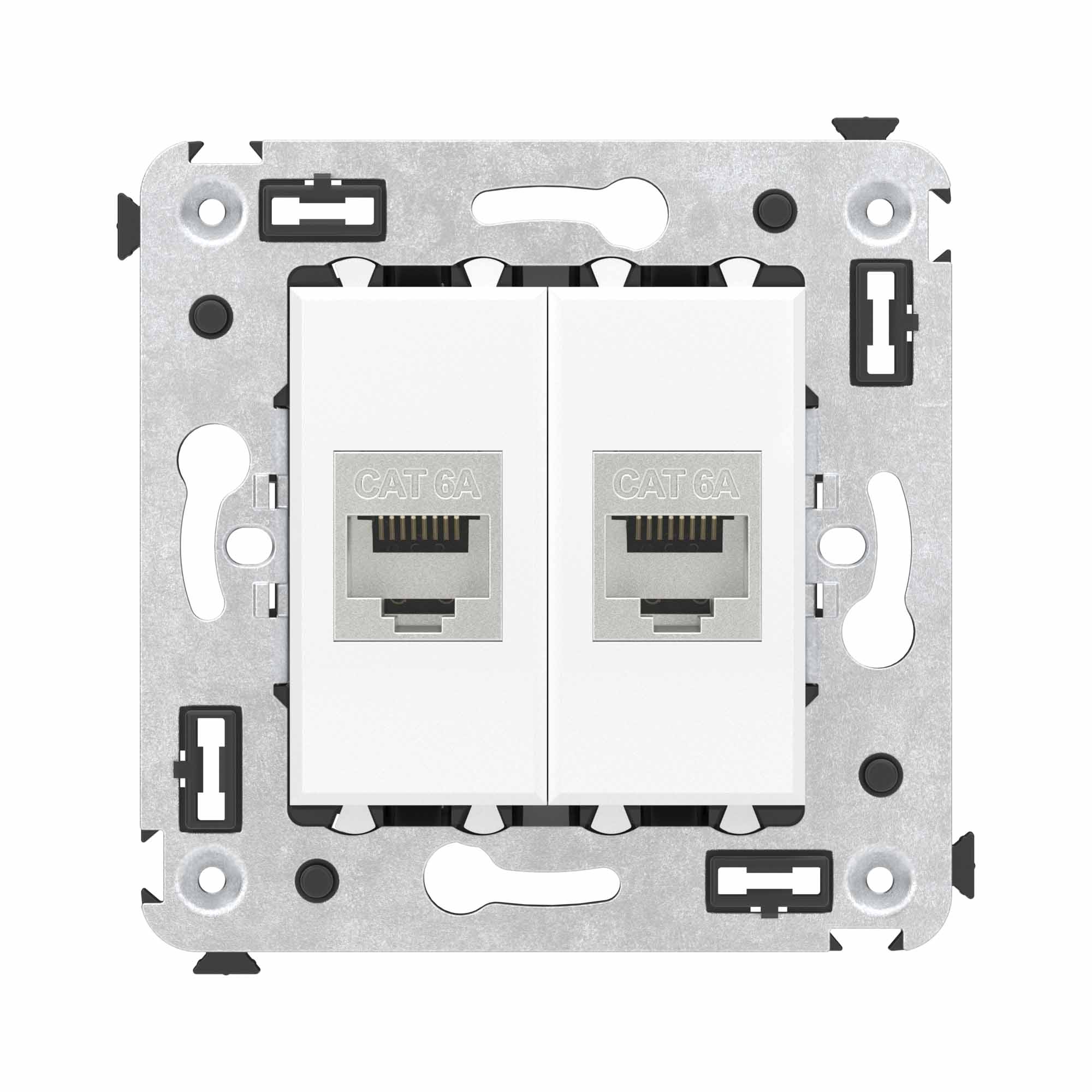 4400774 Компьютерная розетка RJ-45 без шторки в стену кат.6А двойная экранированная Avanti Белое облако DKC