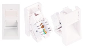 NMC-PM1UD2-AH-WW Вставка формата Mosaic 22,5x45 мм, 1 порт, кат.5e, RJ45/8P8C, неэкран., белая NIKOMAX