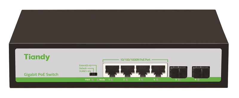 TC-P3S06 H/0402/AT/60 Неуправляемый РоЕ коммутатор Tiandy