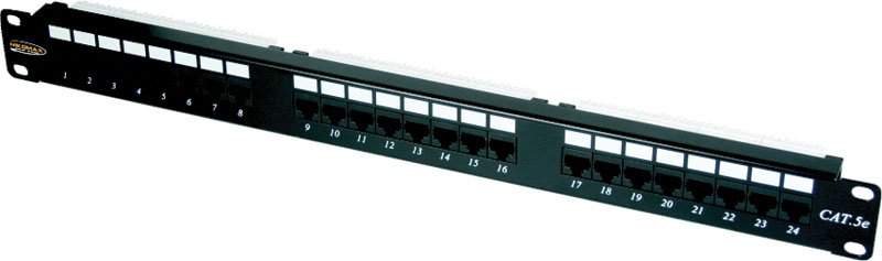 EC-URP-24-SD2 Коммутационная панель 19, 1U, 24 порта, Кат.5e (Класс D), RJ45/8P8C, T568A/B, экранированная, черная NETLAN