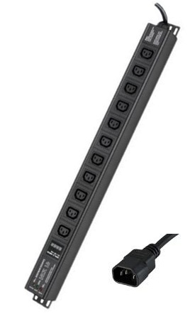 R5VIEC11CDOP Блок распределения питания (PDU) 0U 10A с индикацией и защитой, Вых:11 С13, Вх:С14 DKC