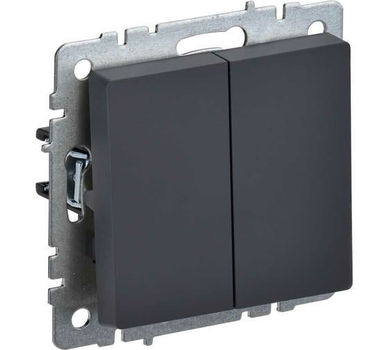 BR-V22-0-10-K53 BRITE Выключатель 2-клавишный проходной 10А ВС10-2-6-БрГ графит IEK