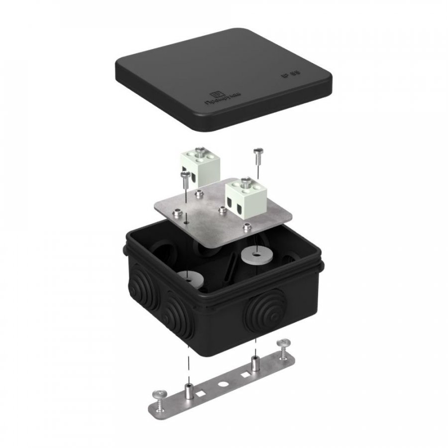 40-0210-9005-FR2.5-4 Коробка огнестойкая для о/п Е15-Е120 RAL9005 80х80х40 Промрукав