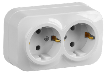 ERH21-K01-16 GLORY Розетка 2-местная для открытой установки с заземлением без защитных шторок 16А РС22-3-ХБ белый IEK