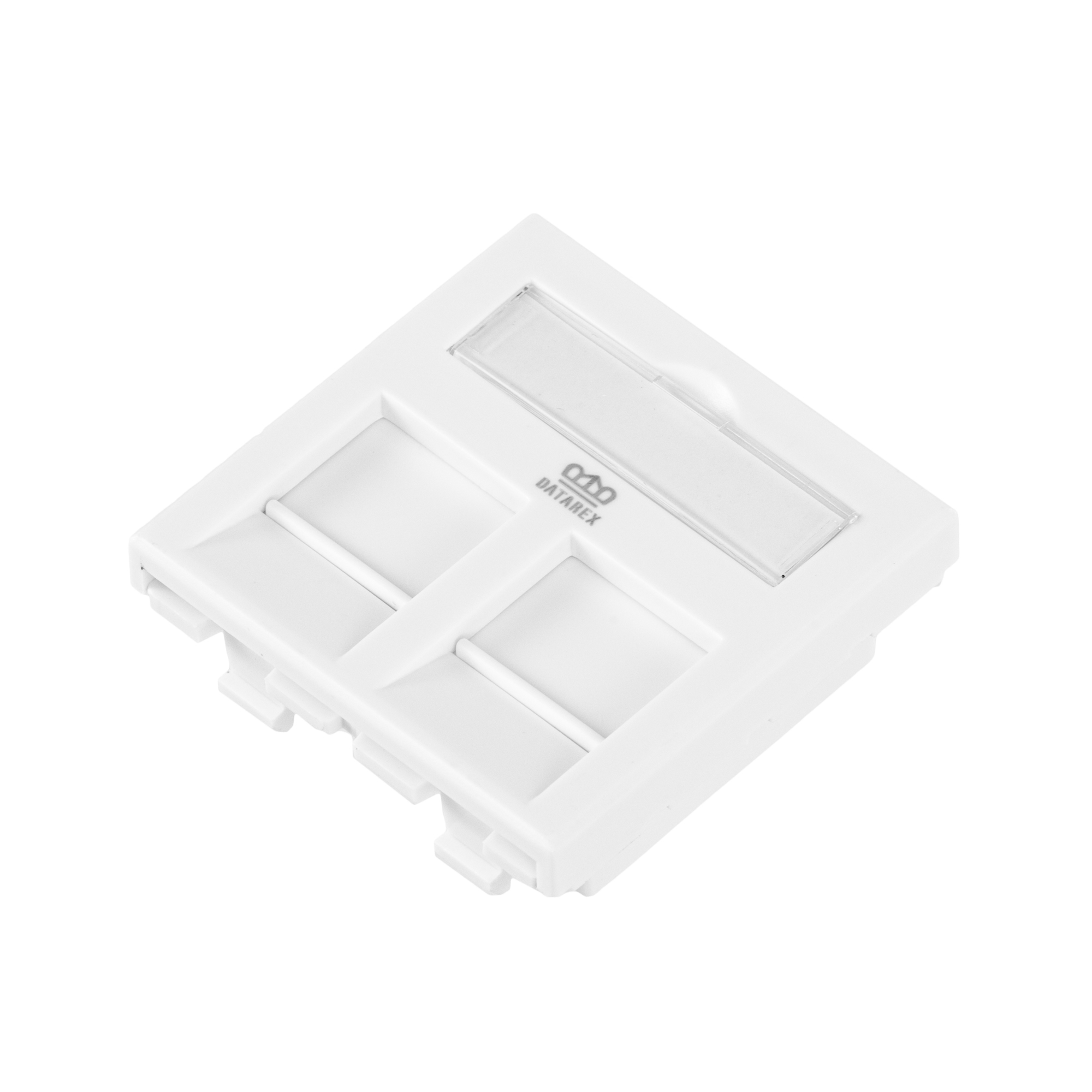 DR-513100 Адаптер 45х45 мм для модуля Keystone, 2 порта, шторки, белый Datarex