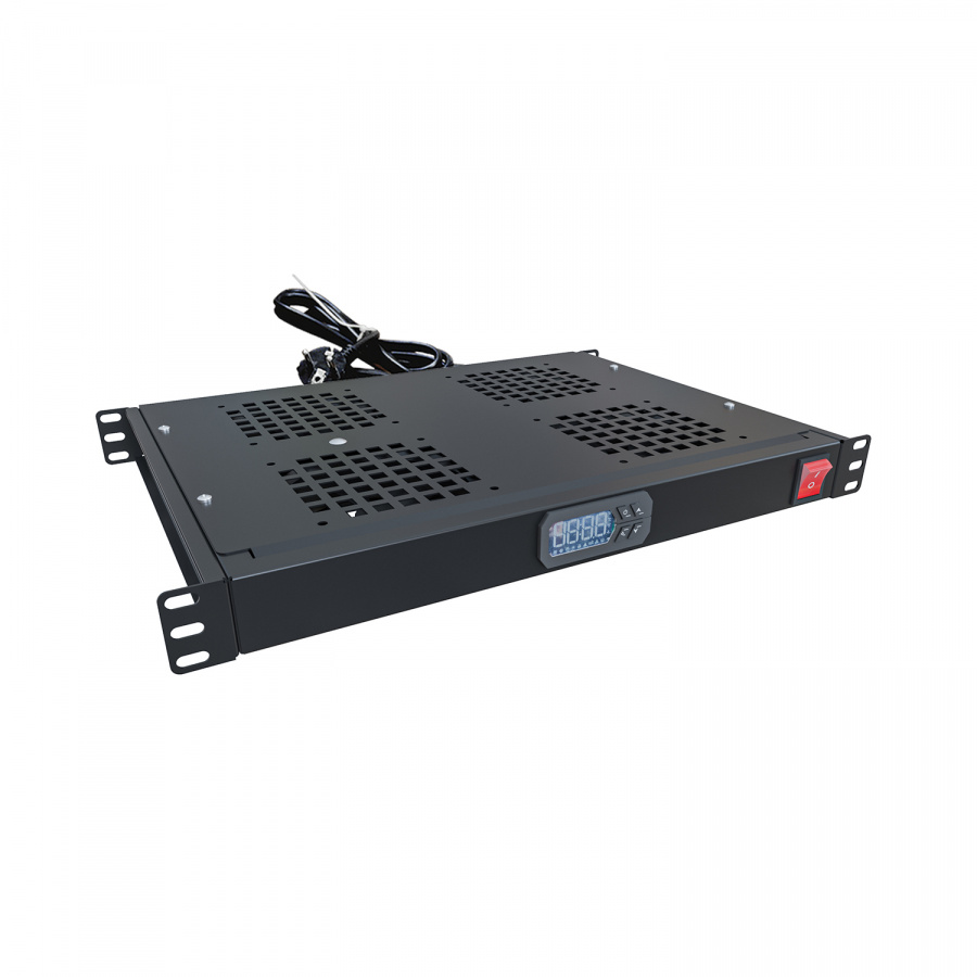 NTSS-FAN4/19T-BL Модуль вентиляторный крепление на 19 1U, 4 элемента, электронный термоконтроллер, ц