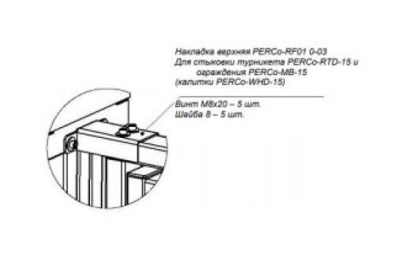 PERCo-RF01 0-03 Накладка верхняя для стыковки турникета с калиткой или секцией ограждения PERCo