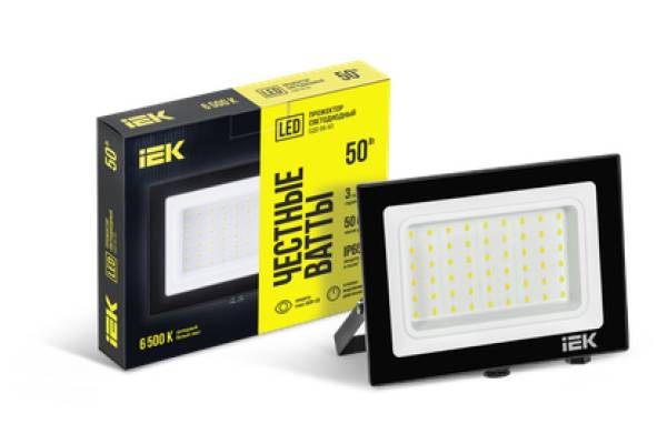 LPDO601-50-65-K02 Прожектор СДО 06-50 светодиодный черный IP65 6500 K IEK