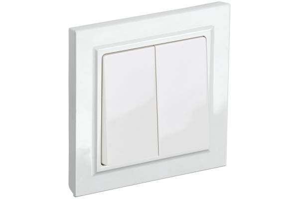 BR-V20-0-10-K01-F BRITE Выключатель 2-клавишный 10А в сборе ВСР10-2-0-БрБ белый IEK