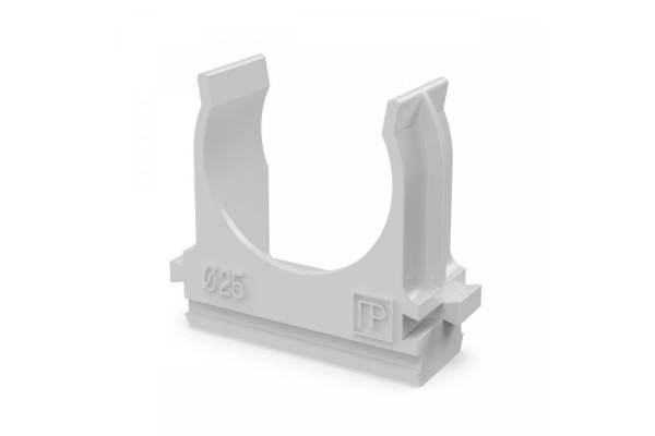 PR.02725 Крепёж-клипса для труб Полистирол д25 (100шт/1000шт уп/кор) Промрукав