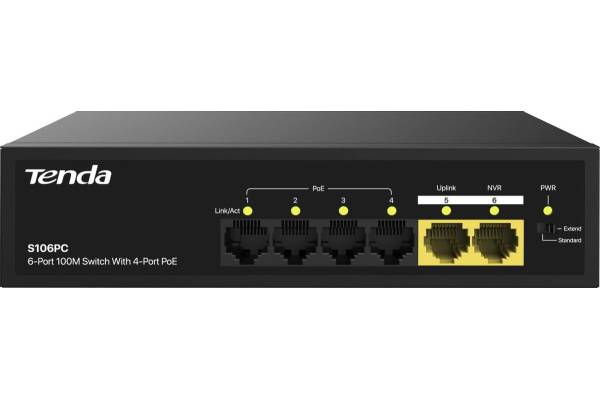 S106PC 4-портовый POE коммутатор Tenda