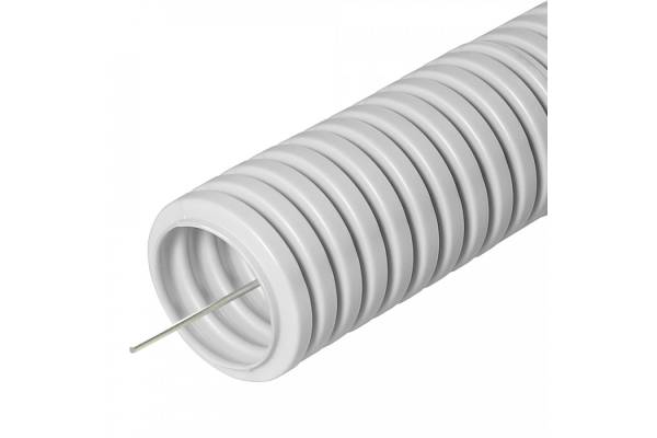 PR.012031 Труба гофрированная ПВХ легкая 350 Н серая с/з д20 (100м/4800м уп/пал) Промрукав