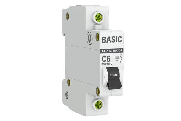 mcb4729-1-06C Выключатель автоматический однополюсный 6А С ВА47-29 4.5кА EKF