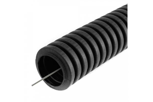 PR01.0055 Труба гофрированная ПВХ легкая 350 Н черная с/з д20 (100 м/4800 м уп/пал) Промрукав