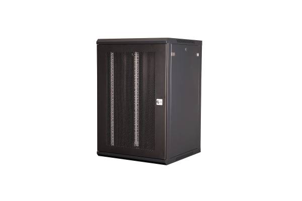 DR-655101 Шкаф 19 телекоммуникационный настенный, 18U 901х600х600 мм, дверь перфорация, черный Datarex